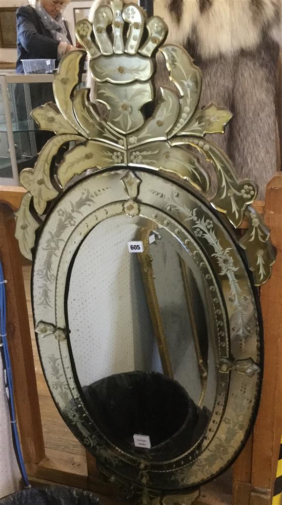 Venetian style oval wall mirror